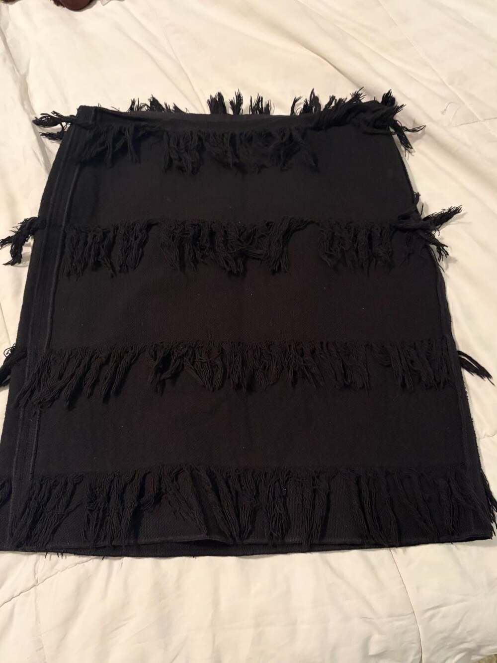 Worth New York Women’s Size 2 Black Tiered Fringe Tassel Midi Skirt Statement